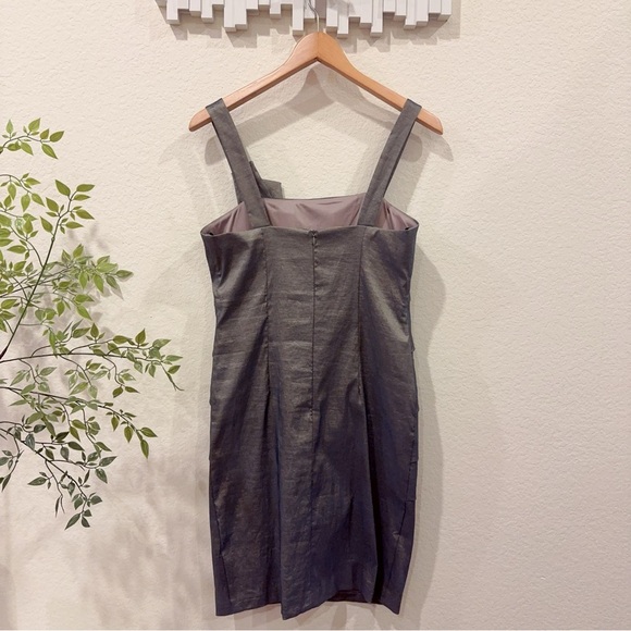 NW Collection Grey Metallic Tiered Mini Dress Preowned Size M - Picture 6 of 8
